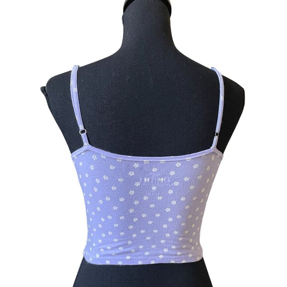 Hollister Must-Have top lavender floral v-neck adjustable straps daisy print - Picture 5 of 8
